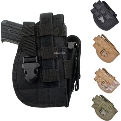Tactical Quick Release Gun Holster with Mag Pouch Shooting Hunting Combat Training Army Cs Molle System Pistol HandGun Holder