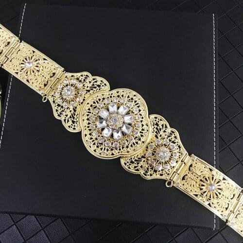 Traditional Moroccan chic Caftan belts offer women luxury gold plated Bridal Waist belts with cutout metal