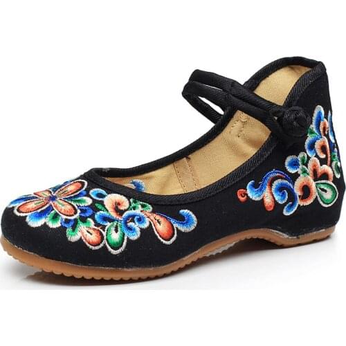 YourSeason Woman Handmade Old Peking Flat Heel Demin Shoes Ladies Soft Sole Women Casual Walking Flats Flower Embroidered