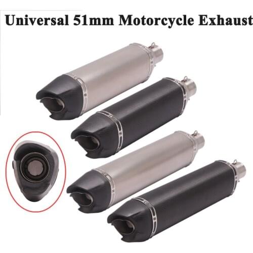 Universal 51mm Motorcycle GP Racing Exhaust Pipe Escape For Ninja 400 TMAX 530 KTM390 R1 Modified Carbon Fiber Muffler DB Killer