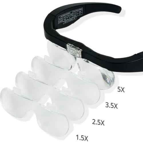 1.5X 2.5X 3.5X 5.0X LED Illuminated Glasses Magnifier Binoculars Tattoo Beauty Helping Hand Magnifying Glass Rechargeable Loupe