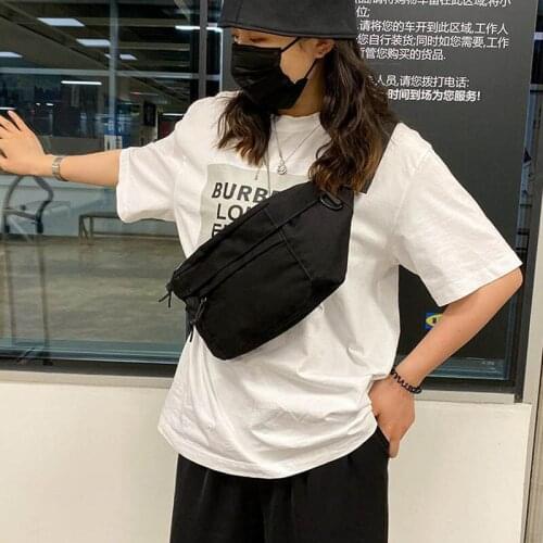 Large Capacity Crossbody Bag Men Fanny Pack Belt Waist Pack Zipper Nylon Streetwear Bags Unisex Travel Phone Pouch Chest Pouch