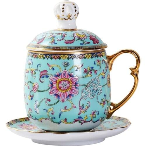 Painting silver cup 999 sterling silver health elite office cup large capacity ladies insulation coffee travel cup