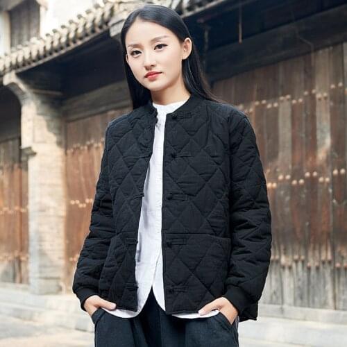 Women original ancient cotton-padded clothes winter short design parkas top quality outwear cotton linen coat white black