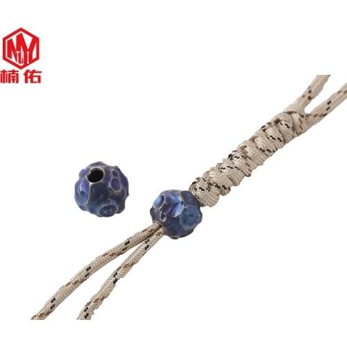 1PC Titanium Handmade Original Crater Surface EDC Paracord Beads Lanyard Pendants Knife Beads Umbrella Rope Cord Beads Pendants