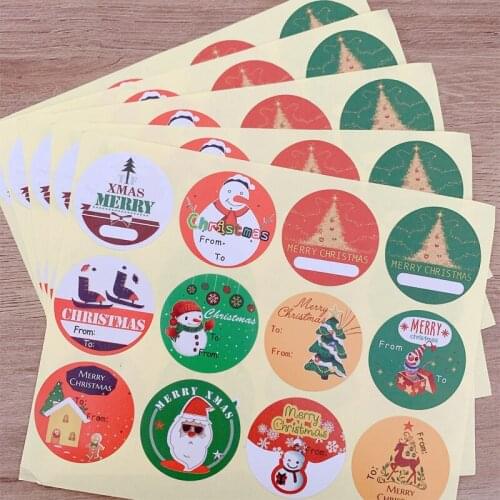 1200pcs/lot Christmas Tree Snowman Round Seal Sticker DIY Diary Handmade Gift Decoartion Cute Label Sticker free shipping