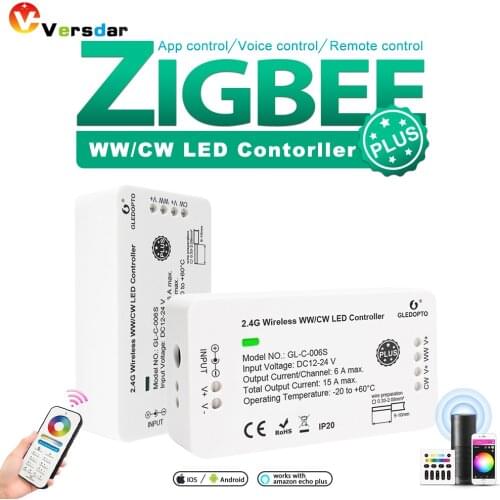 2.4G Wireless RF Remote Control ZigBee WW/CW mart LED Controller Compatilbe With ZigBee Gateways Alexa Echos Plus Voice Control