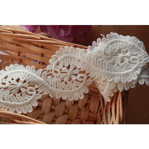 2Inches Wide 6yards Retro Cotton Lace Trim White Cotton Embroidery Lace Hollowed Out Lace Trims