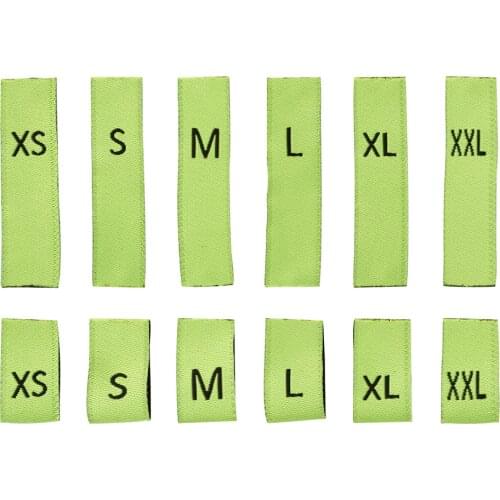 240pcs Cotton Sewing Labels Size XS-2XL Clothing Size Labels Lawn Green Garment Clothes T Shirt Dress Sewing Label Tags 40x10mm