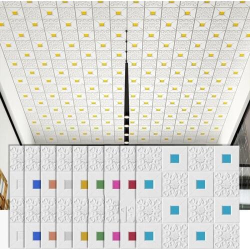 35x35cm 3D Three-dimensional Soft Foam Wall Sticker Roof Self-adhesive Wallpaper Panel Home Living Room Bedroom Decoration