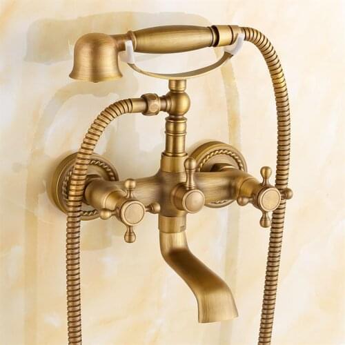 Antique copper bathtub faucet shower faucet bathroom faucet triple mixing valve