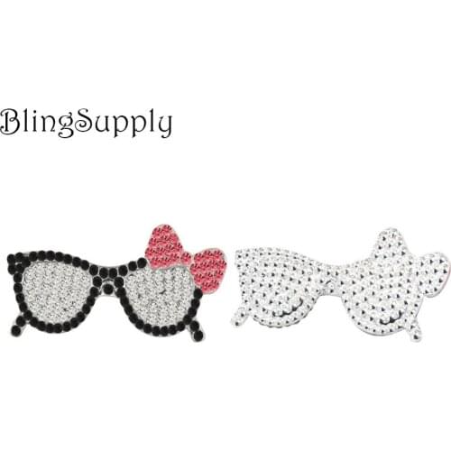 Free shipping 50PCS 44*21mm glass rhinestone button(BTN-5635)