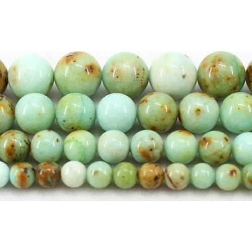 Natural Mongolia Turquoise Round Loose Beads Strand 6/8/10/12MM For Jewelry DIY Making Necklace Bracelet
