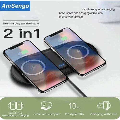 Fast Wireless Desktop Charging Station For Samsung S10 S9 S8 10W Dual Qi Wireless Charger Pad for Apple iPhone XS XR 8 Plus