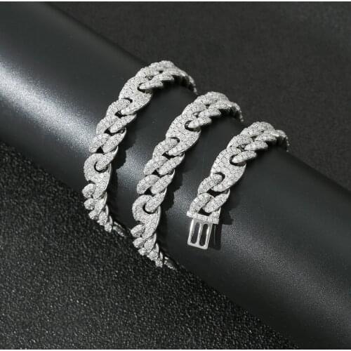 0mm Width Metal Copper Iced Out Bling Charm Miami Cuban Link Chain Necklace For Mens Women Chains Hip Hop Jewelry Rapper