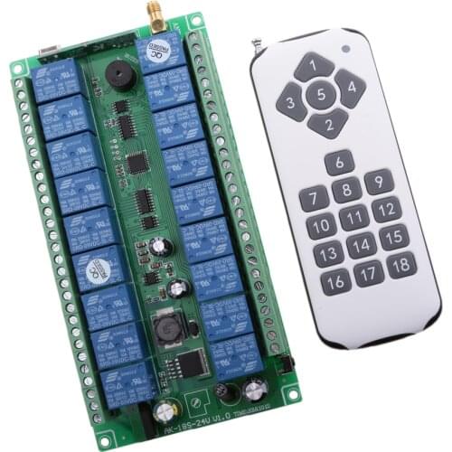 DC 12V-24V 18 Way Light Lamp Motor Wireless Remote Control Relay Switch