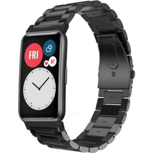 For Huawei Watch FIT Steel Strap Black/Siliver Color Stainless Steel Metal Watchbands Smart Watch Replacement Accessories