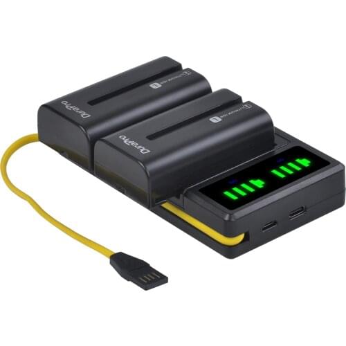 2x 2600mAH NP-F550 NP-F570 Camera Battery +LED USB Charger with Type C Port & USB Cable for Sony NP-F330 NP-F530 NP-F570 NP-F750