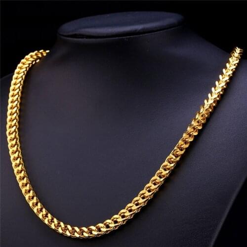 Hiphop Cuban Chains For Men Jewelry Gold Color 6MM 56CM 22 Inches Cuban Link Chain Chunky Necklace GN1412