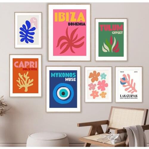 Ibiza Mykonos Muse Eye Tulum Coral Flower Wall Art Canvas Painting Nordic Posters And Prints Pictures For Living Room Home Decor