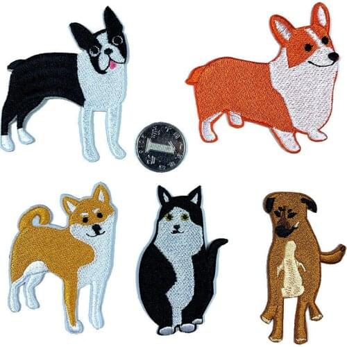 Exquisite Animal dog series Patches wholesale Cute Chinese Pastoral dogs Embroidery Appliques Badges for Kids T-shirt Stickers