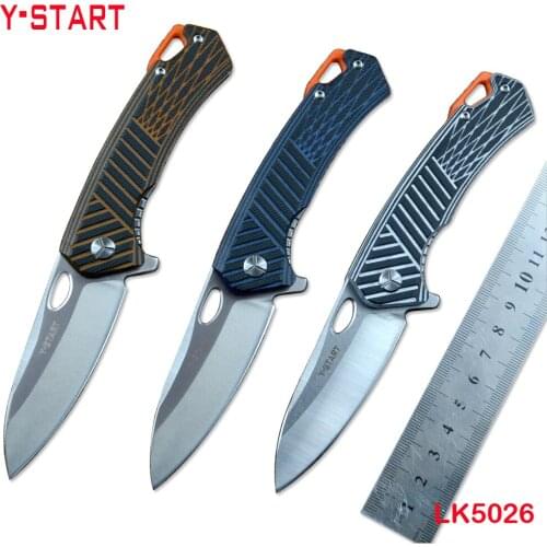 Y-START New Pocket Folding Knife 14C28N Blade Satin Finish G10 Handle 3 Colors for Outdoor Searching Camping Hunting EDC LK5026