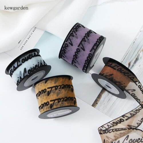 Kewgarden 40mm 25mm Letter Lace Fabric Voile Ribbons DIY Hair Bow Accessories Satin Ribbon Handmade Tape Packing Wedding 5 Meter