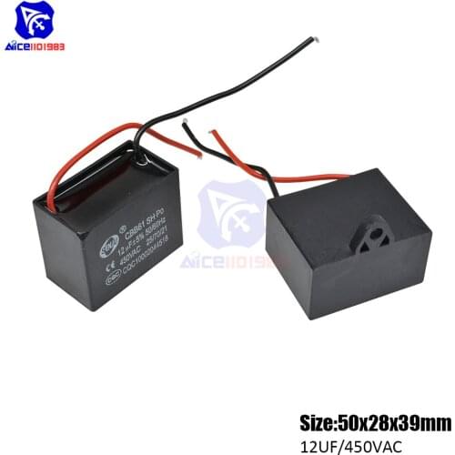 Diymore CBB61 AC 450V 12μF±5% Capacitance 50/60Hz 2 Wires Running Capacitor for Air Conditioner Fan Motor