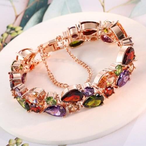 Hot Sell Gold Color Color Crystal Bracelet Fashion Design Cubic Zircon Bracelets Bangles Luxury Wedding Bracelet