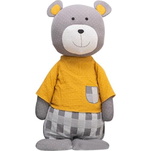 Bear Cotton Doll Cushion With Clothes Baby Kids Calm Sleep Pillow Kid Room Decor Toy Photo Background Nursery Home Photo Props