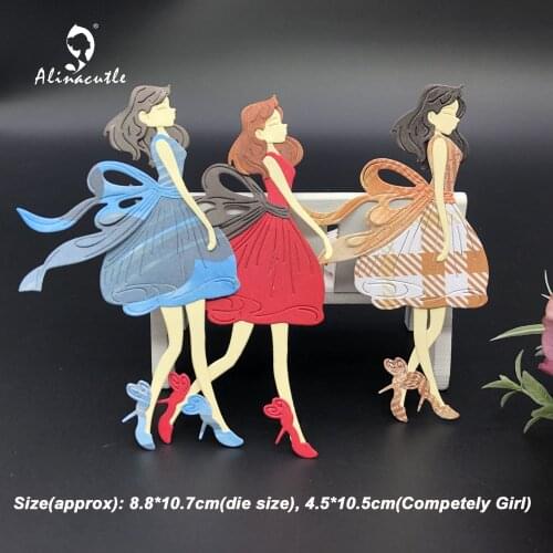 Alinacutle Metal Cutting Dies Cut Walking Fashion Girl Lady Scrapbooking Paper Craft Handmade Album Card Punch Art Dies 21011010