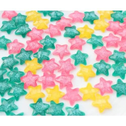300pcs mini Glitter STAR flatback cabochon Star Charms 13mm Resin Puff Sparkle beads decoden pieces