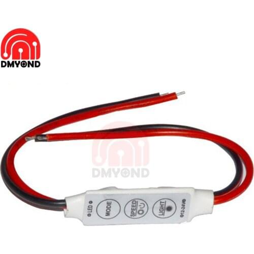 DC 12V Mini 3 Keys For Single Color LED Brightness Dimmer Controller Switch For 3528 5050 5630 5730 3014 LED Strip Light