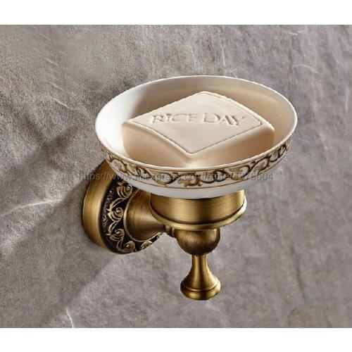 Soap Dishes Antique Brass Wall Mounted Soap Holder Antique Brass Soap Dish for WC Bathroom Accessories Bath Products Nba492