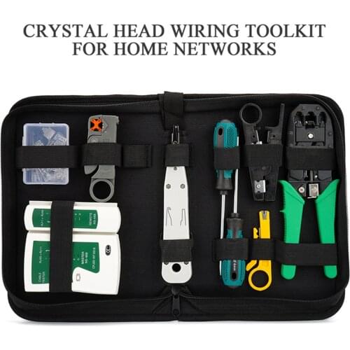 14 pcs/set Network Cable Repair Tool Kit Crimper Crimping Maintenance Stripper Tool Set Rj45 Rj11 Cat6 Cable Tester Test