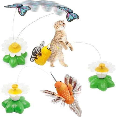 Newest Cats Toy Interactive Cat Toy Automatic Rotating Electric Flying Bird Butterfly Bee Toy ExerciseFunny Cat Teaser Toy