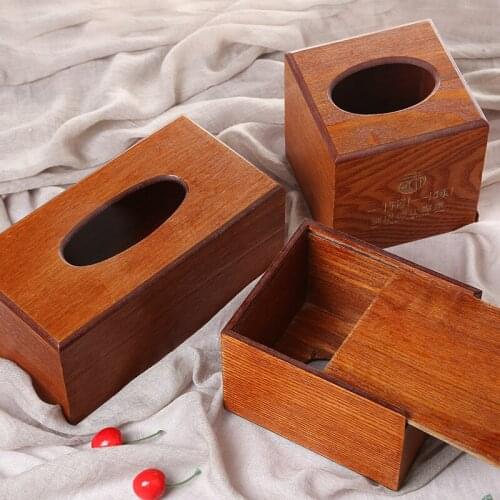 Kitchen Storage Organization Restaurant China style Wood Bamboo Vintage seat type sheet paper Napkins Tissue Boxes