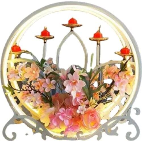 Tower Flower Border Wedding Wishing Ceremony Table Wrought Iron Wedding Props Silk Flower Luminous Z Candle Holder Set Arch