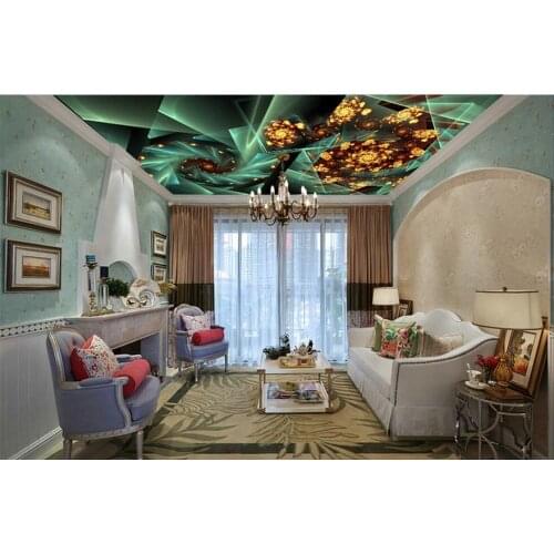 Custom photo wallpaper 3d ceiling murals Geometric flowers 3d ceiling wallpaper for bathroom ceiling wall paper rolls