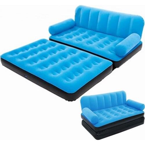 Portable Inflatable Beds Soft Velvet Warm Sofas Bedroom Furniture Beds With Air Pump Outdoor Camping Beds Sofa Beanbag Chair