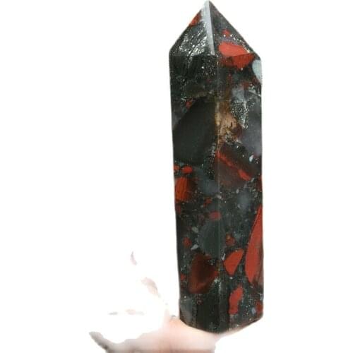 Natural Blood stone Obelisk Quartz Crystal Point Reiki Healing