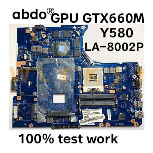 QIWY4 LA-8002P for Lenovo Y580 Y580N notebook motherboard PGA989 HM77 GPU GTX660M 2GB 100% test work