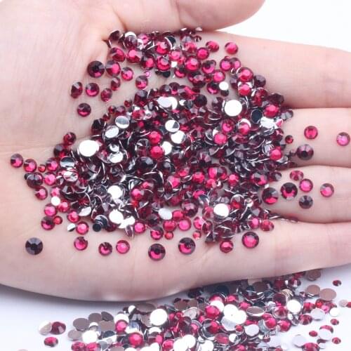 Rose Glue On Resin Rhinestones 1000-10000pcs 2-6mm Round Flatback Non Hotfix Facets Stones DIY Nails Art Phone Cases Decorations