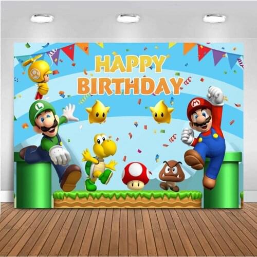 Kids Cartoon Happy Birthday Backdrops Table Decor Boys Game Theme Party Newborn Baby Custom Photographic Studio Background Vinyl