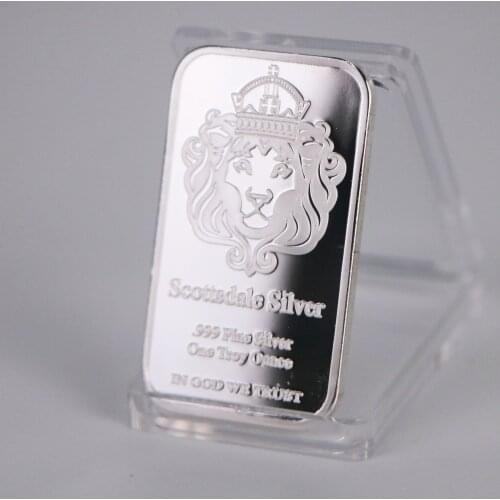Scottsdale Silver 999 Fine Silver One Troy Ounce 1 Bars Bullion In God We Trust Replica Coin Collection Gift Souvenir