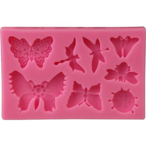 Insect Butterfly Dragonfly Decorating Fondant Cake Sugar Craft Embossing Silicone Mat Mold