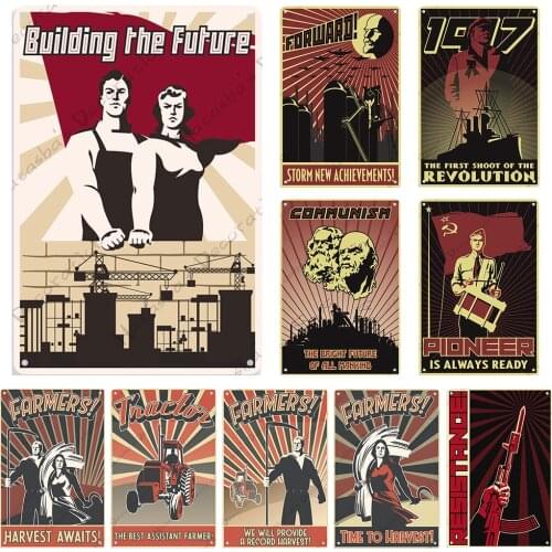 Soviet Revolution Metal Plate Vintage Poster War Metal Poster Wall Decor Club Pub Bar Home Wall Retro Poster Industrial Decor