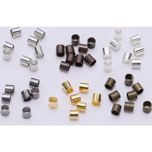 500pcs 1.5, 2.0, 2.5mm Gold Copper Tube Crimp End Beads Stopper Spacer Beads For DIY Jewelry Making Findings Supplies Necklace