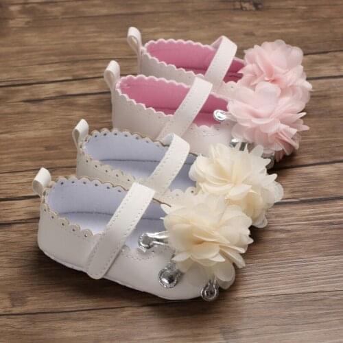 Spring Flower Baby Girls First Walkers Soft Sole Non-Slip PU Princess Casual Shoes