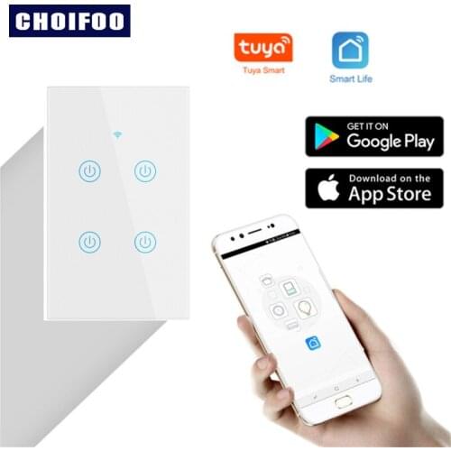 Tuya Wifi Smart Light Switch Panel Voice Control Wireless Wall Switches Remote With Alexa Google Home 1/2/3/4 Gang US Standard